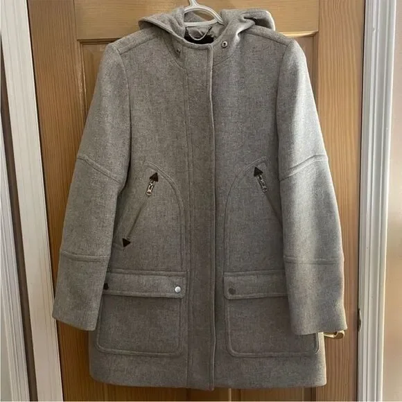 J. Crew Chateau Parka Stadium Italian Wool Coat SZ 4 - Picture 6 of 9
